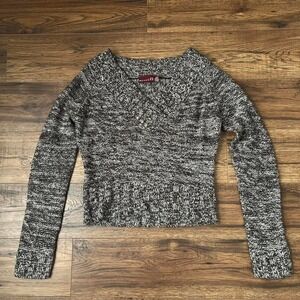 Vintage Nevada Knit Sweater Brown Chunky V-Neck Cropped Fit Y2K Cozy Pullover M